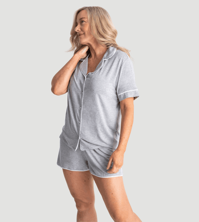 Marl Grey Oversized Jersey Piping Detail Short PJ Set