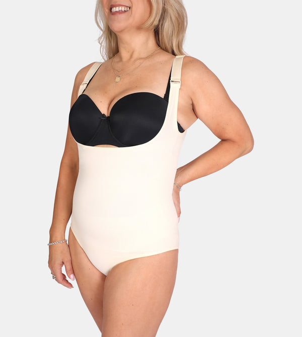 Open-Bust-Bodysuit-Shaping-Panty-Beige-Front-3