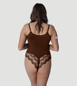 Plunging Lace Bodysuit Shaping Thong