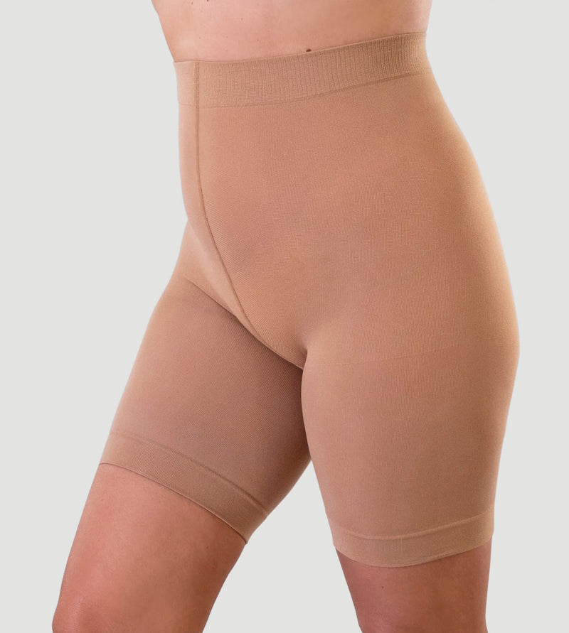 High-Waisted-Anti-Chafe-Shaping-Shorts-Beige-From-Side-View-3
