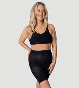 High-Waisted-Anti-Chafe-Shaping-Shorts-Black-From-Full-Body-Front-View-1