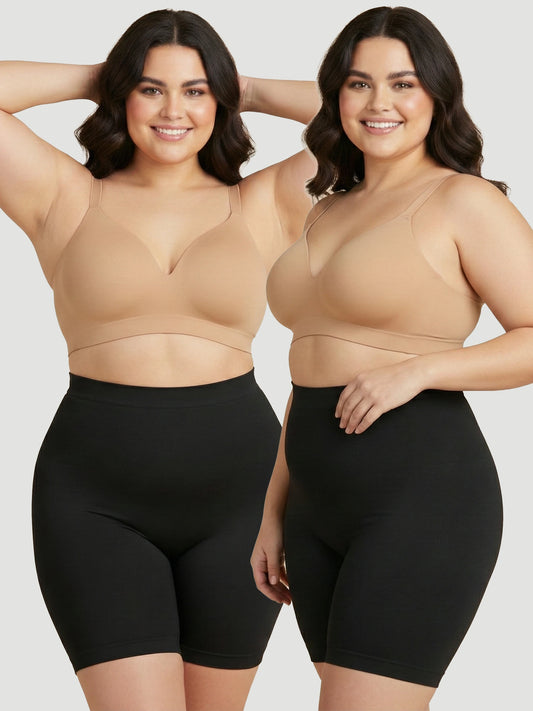 قطعتان من الشورتات المخصصة لتشكيل الجسم ذات الخصر العالي