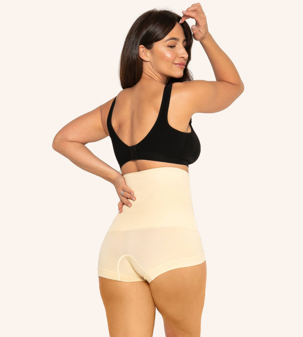 High-Waisted-Shaping-BoyShort-Beige-Back