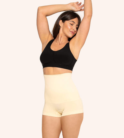 High-Waisted-Shaping-BoyShort-Beige-Front