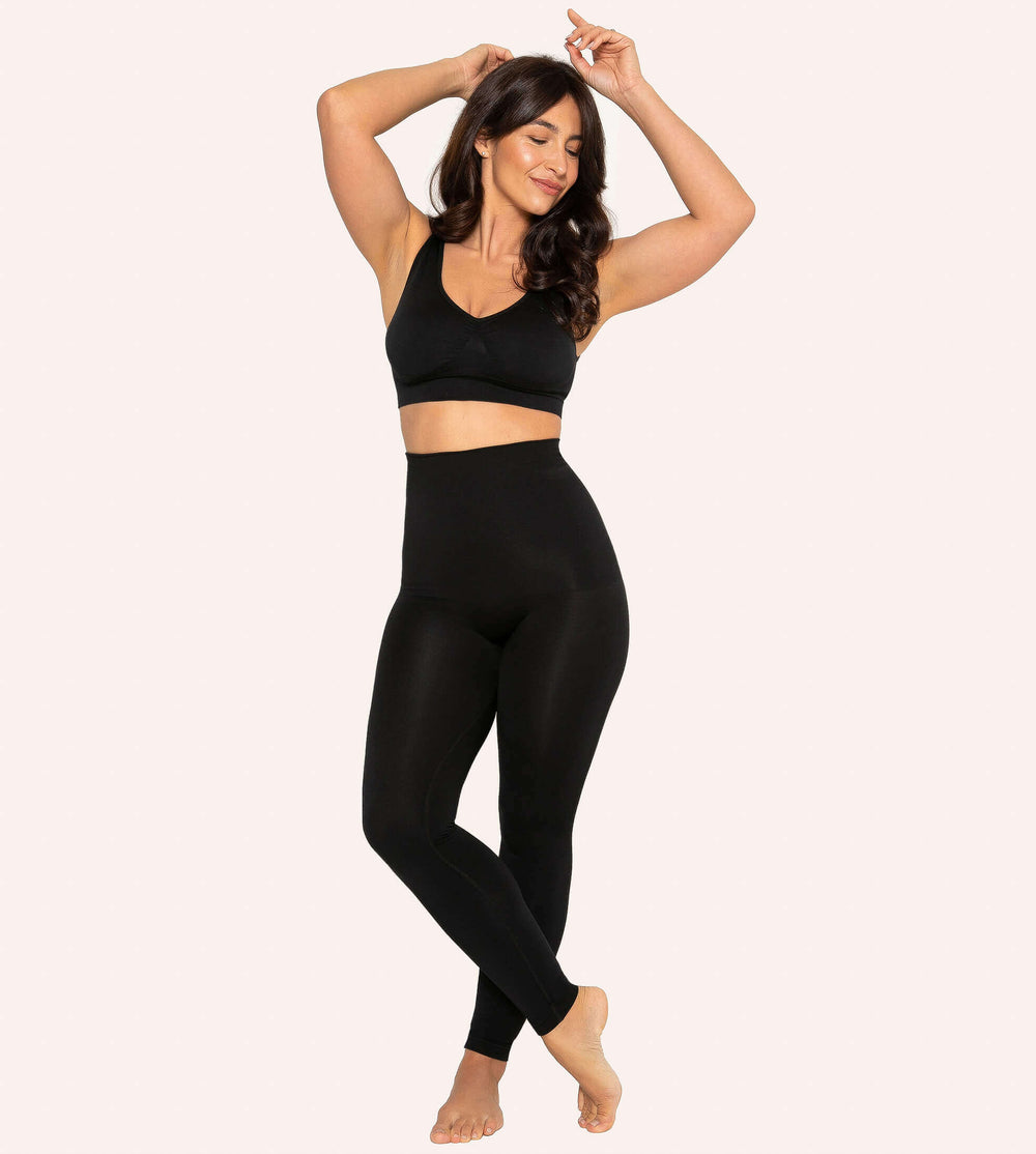 High-Waisted-Shaping-Leggings-Black-Front