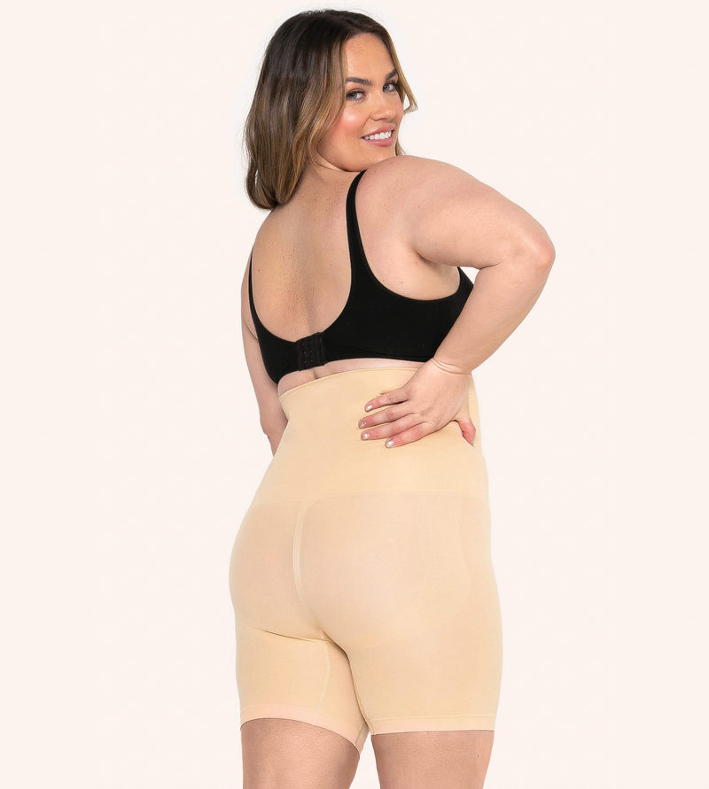 High-Waisted-Shaping-Shorts-Beige-Back