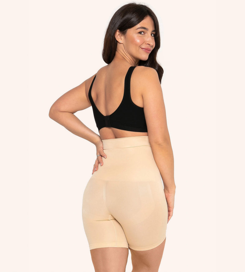 High-Waisted-Shaping-Shorts-Beige-Back